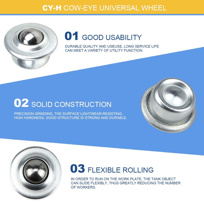 FERCAISH 10 PCS Stainless Steel Roller Ball Transfer Bearing, Universal Rotation Ball Casters Round Ball Transfer Units for Transmission Roller Stand Roller Stand - Image 5